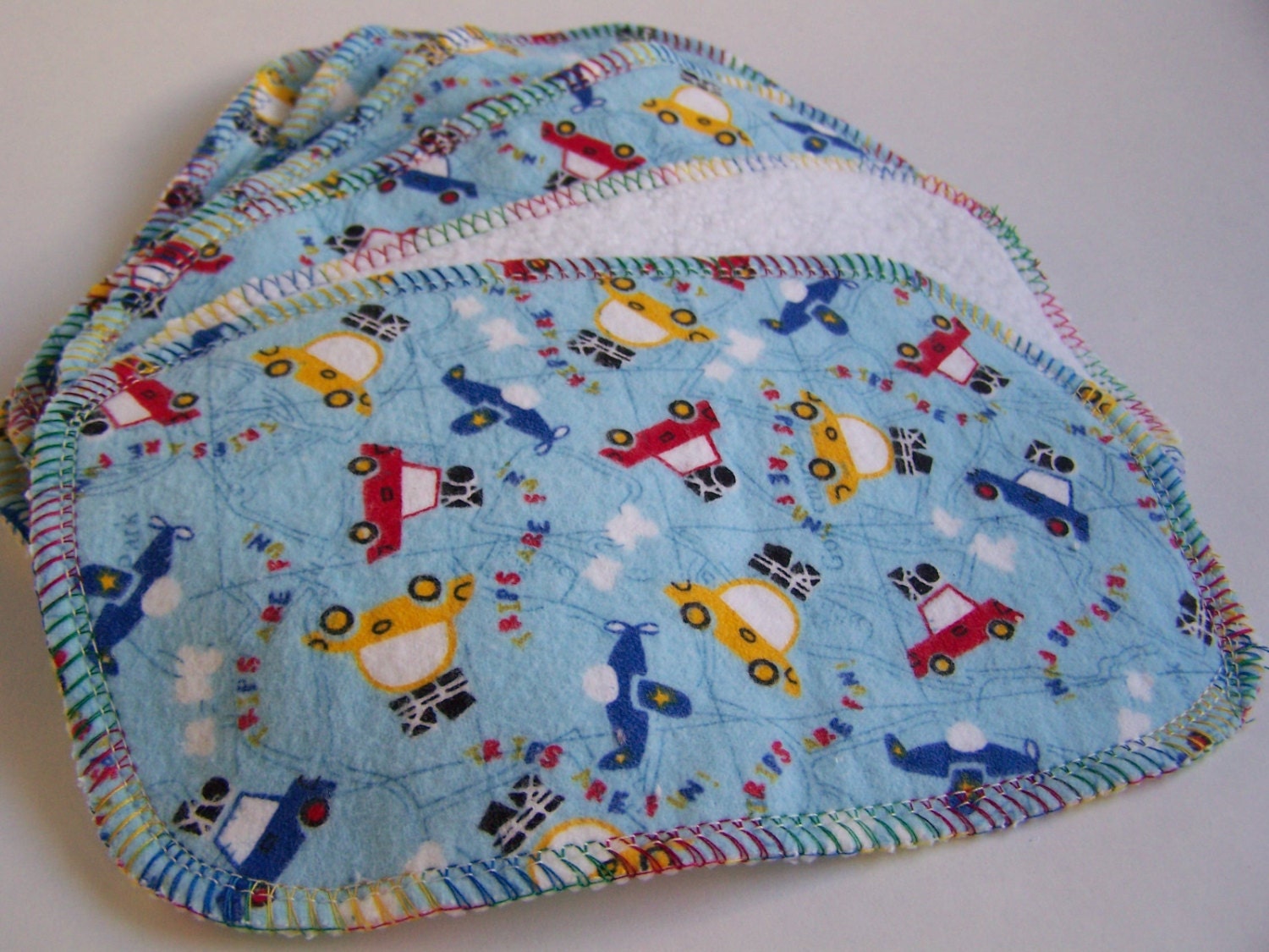 cloth baby wipes set of 6 transportation print
