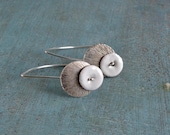 Round and round - sterling silver textured discs with white enameled copper discs
