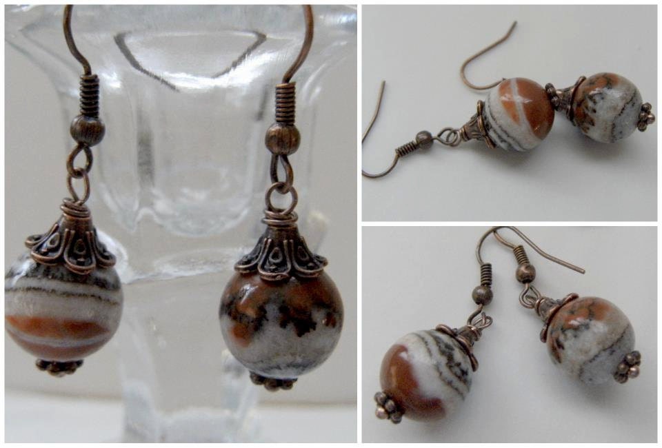 Zebra Jasper Gemstone Beaded Earrings
