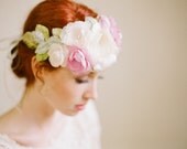 NEW Silk Habotai Bridal Halo in Pink Ivory and Green by Fine & Fleurie