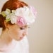 NEW Silk Habotai Bridal Halo in Pink Ivory and Green by Fine & Fleurie