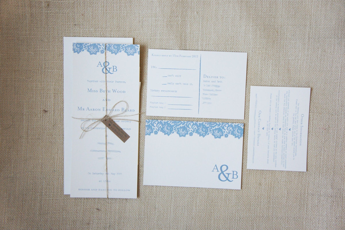 Rustic Lace Wedding Invitations Deposit