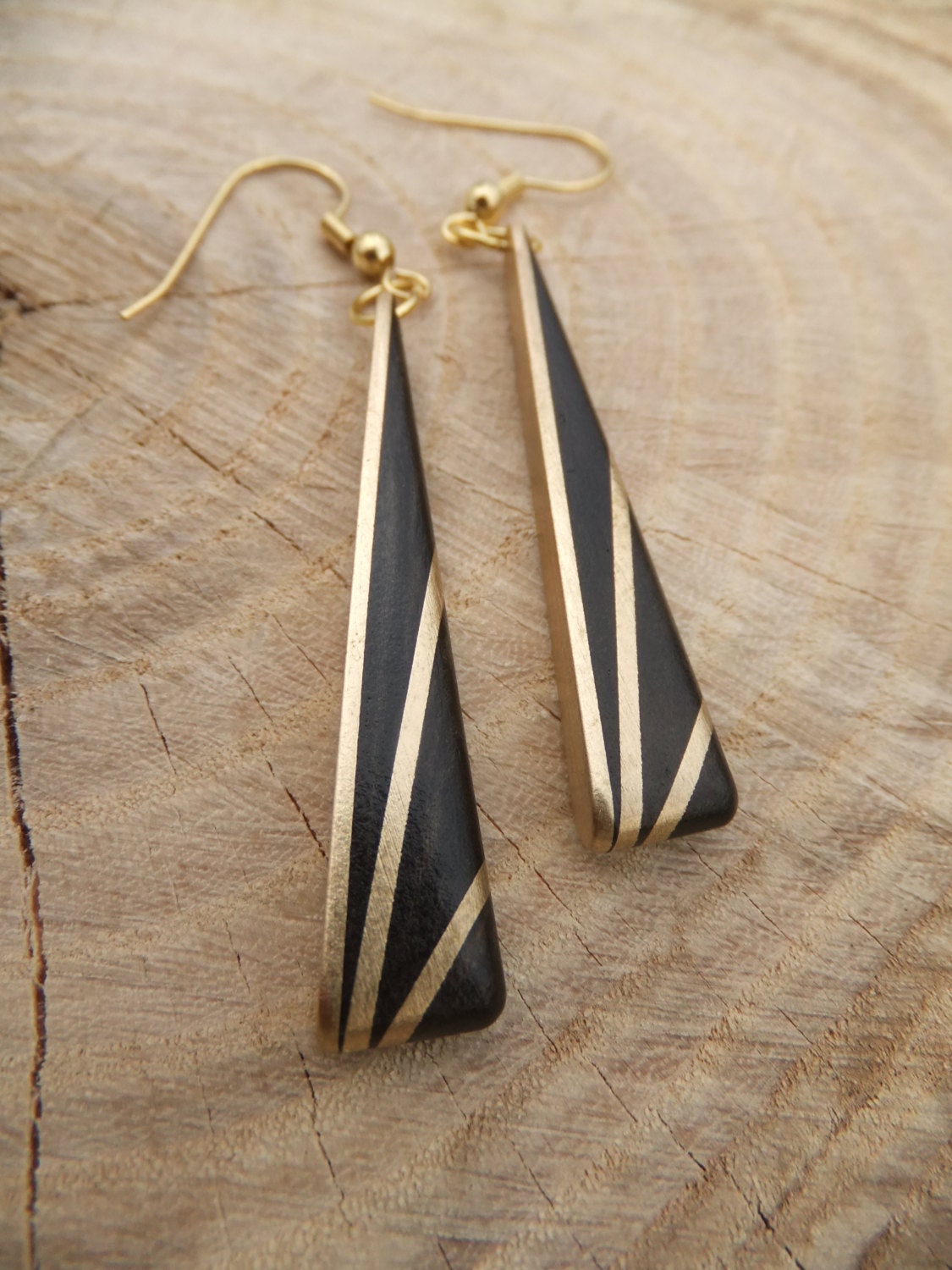 Deco Inspired Earrings - Ebony and Brass