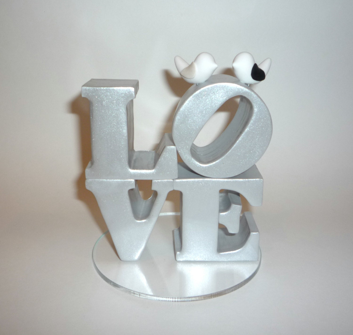 Wedding cake topper - Custom love topper with love birds
