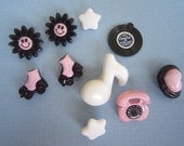 Dress it Up Buttons -  Pink Black Music - At the Hop Teen