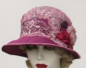 Elaborate Millinery Edwardian Downton Abbey Vintage Style Wedding Hat Lace Beads Sequins Handmade  Flowers