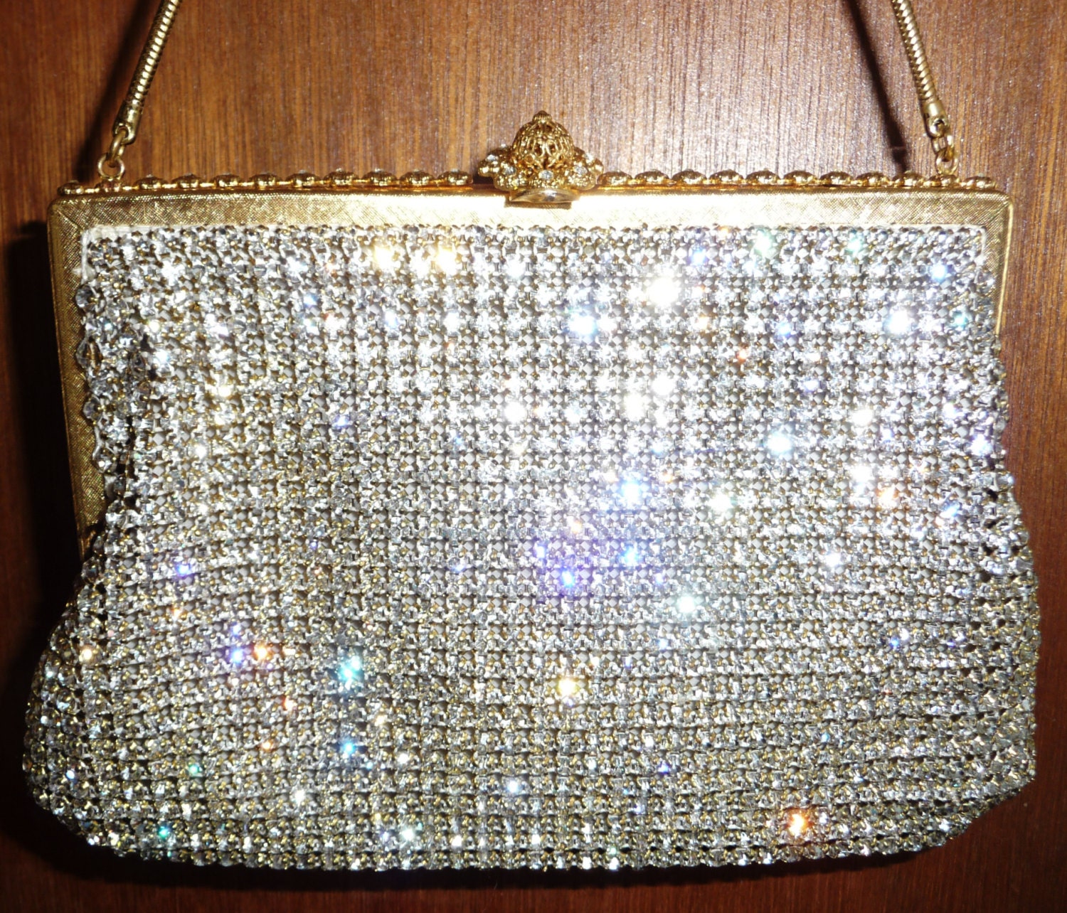 mint Rhinestone Purse Evening Bag - Bride Wedding Formal Handbag - SPARKLY DAZZLING Rhinestones - 1940s 1950s 40s 50s Collectible Heirloom