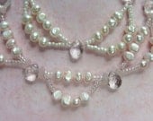 Double Strand Fresh Water Pearl Necklace Sterling Silver Earrings Facet Quartz Crystal Rose Quartz Seed Beads Handmade Jewelry Semi Precious
