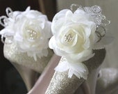 Rosa, Vintage style rose and bead shoe clips