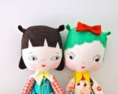 Hand made rag doll girls toy mint green baby yoyo Lucille