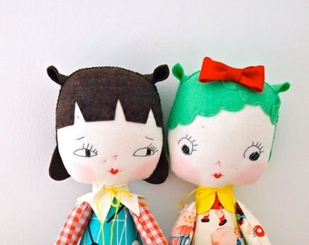 Hand made rag doll girls toy mint green baby yoyo Lucille