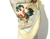 Vintage Hermes Scarf Rare 1952 Silk Les Coqs Hen Chicken Rooster Madame La Torre