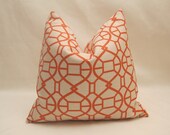 New Arrival-Free US Shipping-Designer Pillow Cover-22inch-Chippendale In Mandarin On Ivory