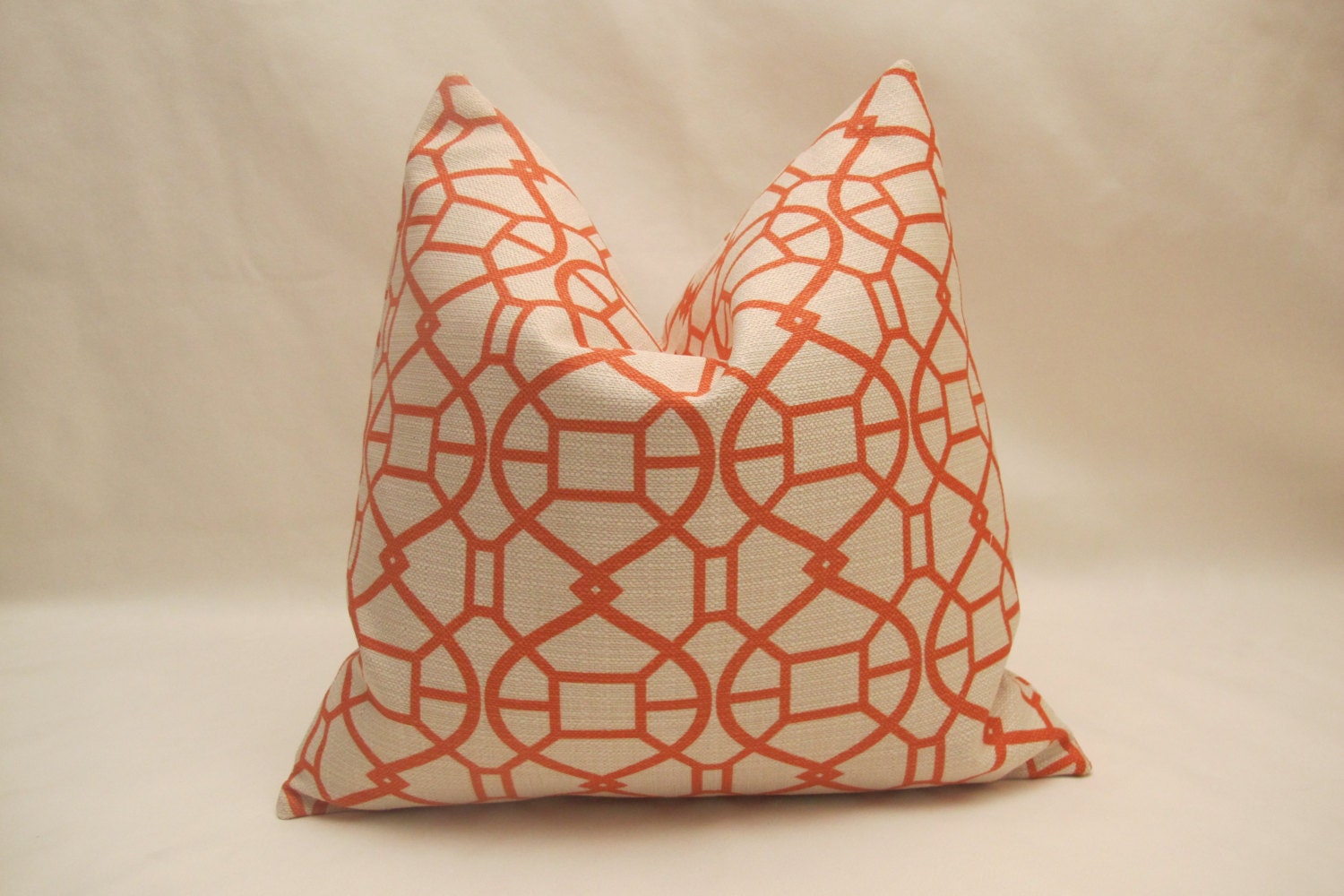 New Arrival-Free US Shipping-Designer Pillow Cover-22inch-Chippendale In Mandarin On Ivory