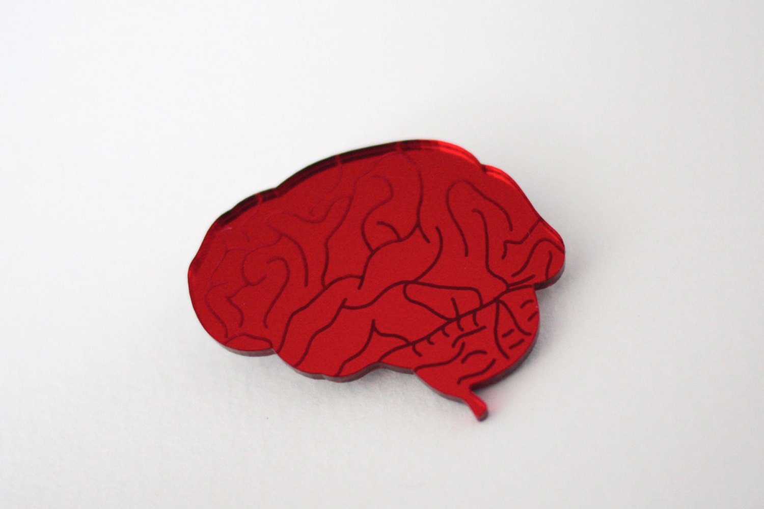 Brain Brooch. Laser Cut Acrylic. Anatomical Brain. Pin. Badge.