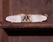 Vintage Tie Clasp Mother of Pear Inlay Marked Swank Deco