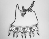 4 beetle heads - silver sterling - necklace