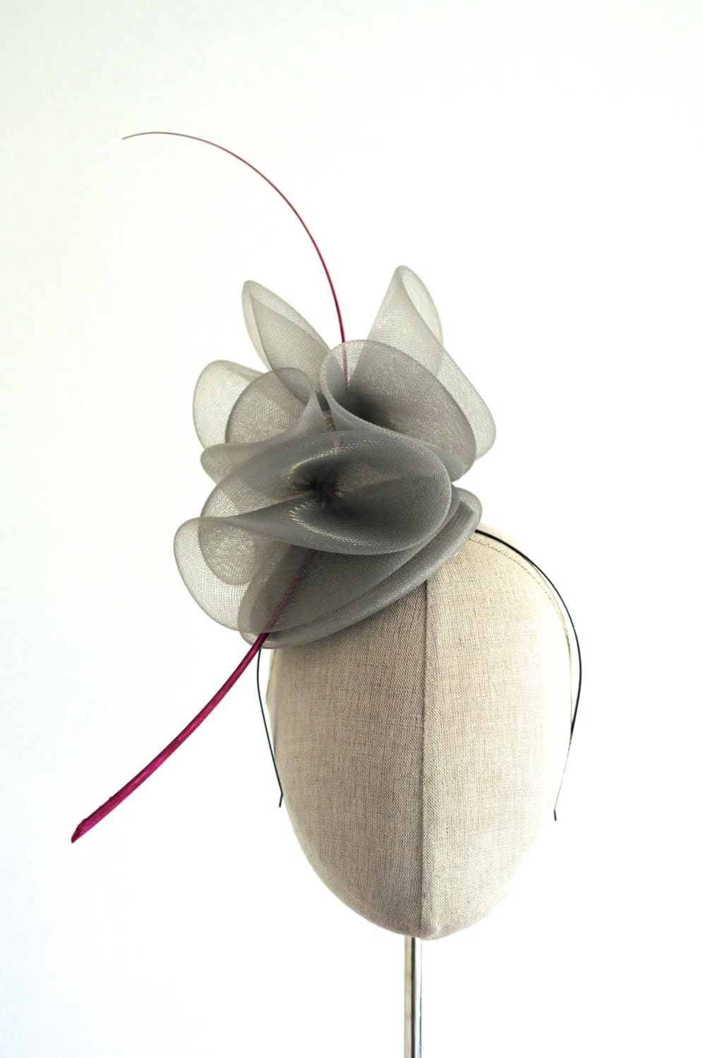 Grey Crin Cocktail Hat Racing Mini Hat Wedding Fascinator