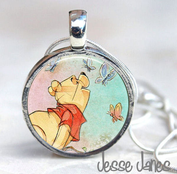 Winnie the POOH - Interchangeable MAGNETIC Necklace - Includes snake chain with 6 toppers as shown