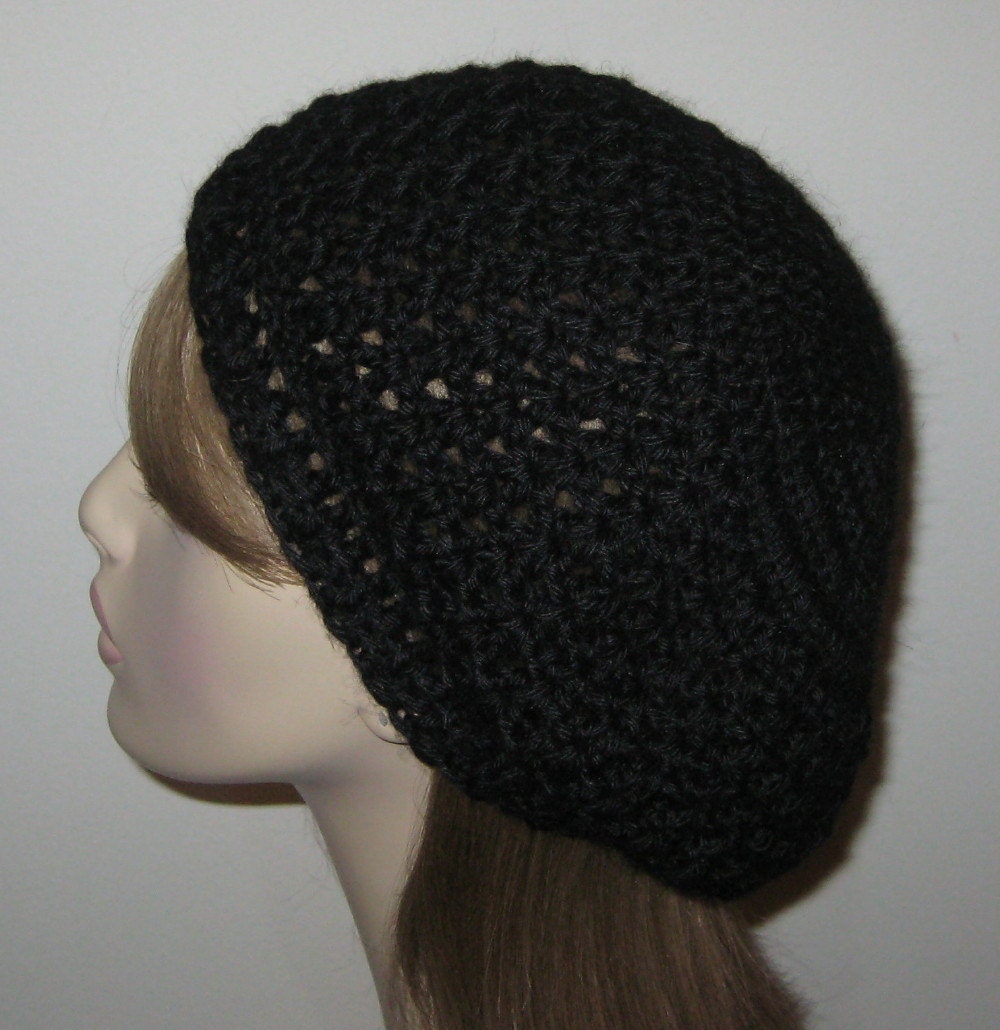 Black Alpaca Slouchy Beret V-st Winter Wool Hat