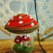 Red felt  mushroom terrarium pincushion