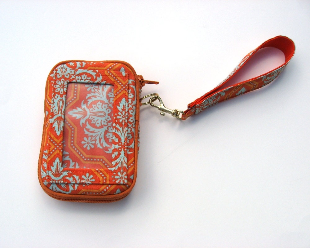 Zip Around Wristlet Wallet in Orange Ready to Ship