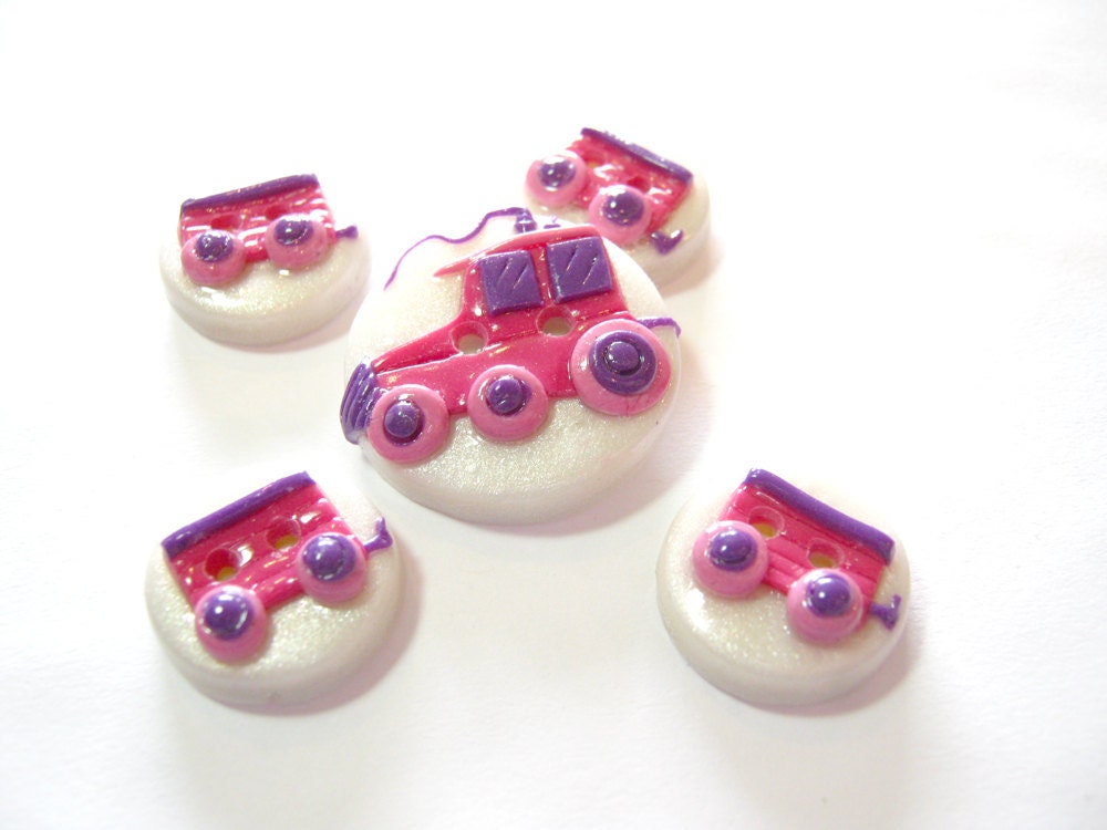 Trains in pinks & purples - Ready to Ship  (set of 5)