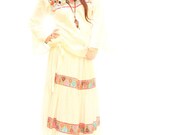 Quetzalli Boho Maxi skirt Mexican ethnic long fine embroidery