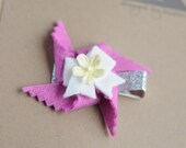 baby toddler girls felt pinwheel alligator hair clip - fuschia