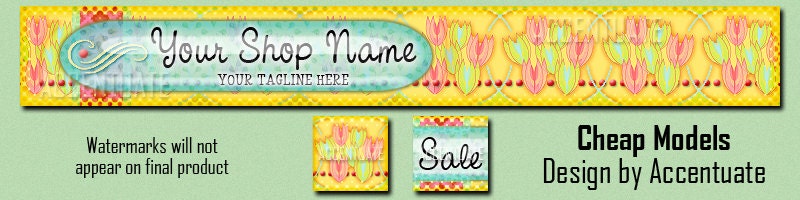 CHEAP MODELS ------ Premade Etsy Shop Banner Avatar Set - One Of A Kind (ooak) & Fabulous - by Accentuate