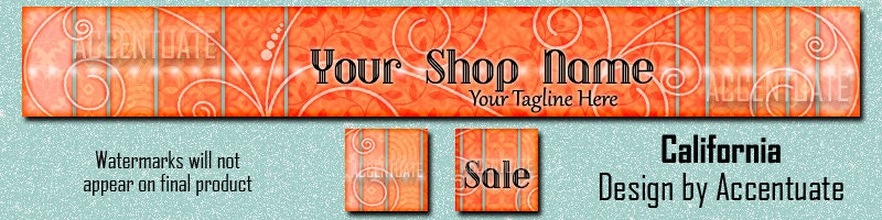 new -- CALIFORNIA ------ Premade Etsy Shop Banner Avatar Set - One Of A Kind (ooak) & Fabulous - by Accentuate