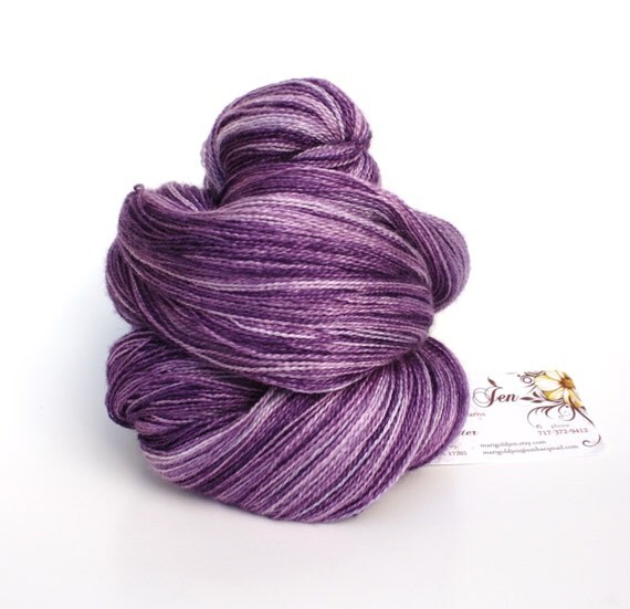 Lavender Sachet--hand dyed lace weight yarn, BFL and silk, (875yds ...