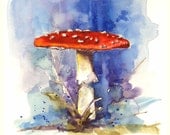 Fly Agaric Mushroom, Fairytale Toadstool, magical mushroom, childrens art,