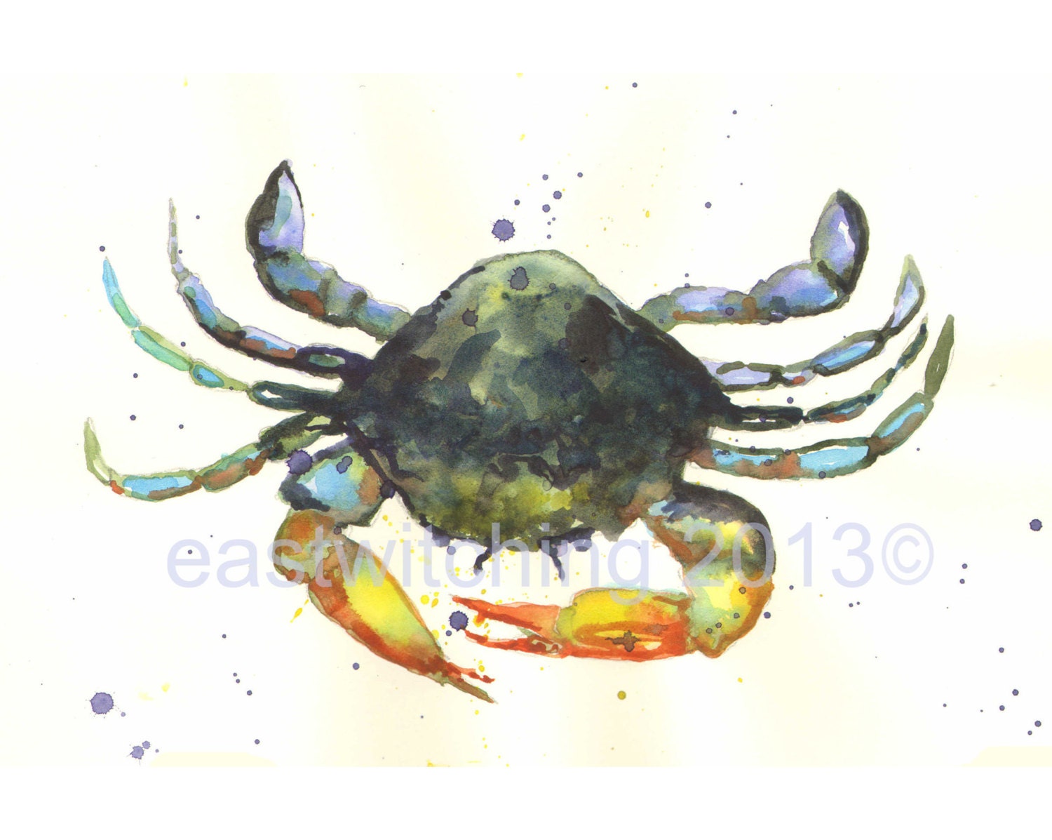 CRAB PRINT, sharp and snappy, beach house art, watercolor crab, for the sailor