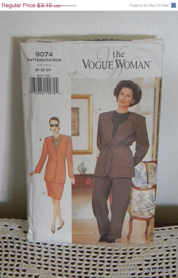 Spring Cleaning Sale The Vogue Woman Jacket,Skirt and Pants Pattern N9074 Uncut Sizes 20 thru 24
