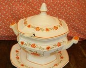 Spring Cleaning Sale Vintage Seventies Soup Terrine with Ladle. Harvest Colors
