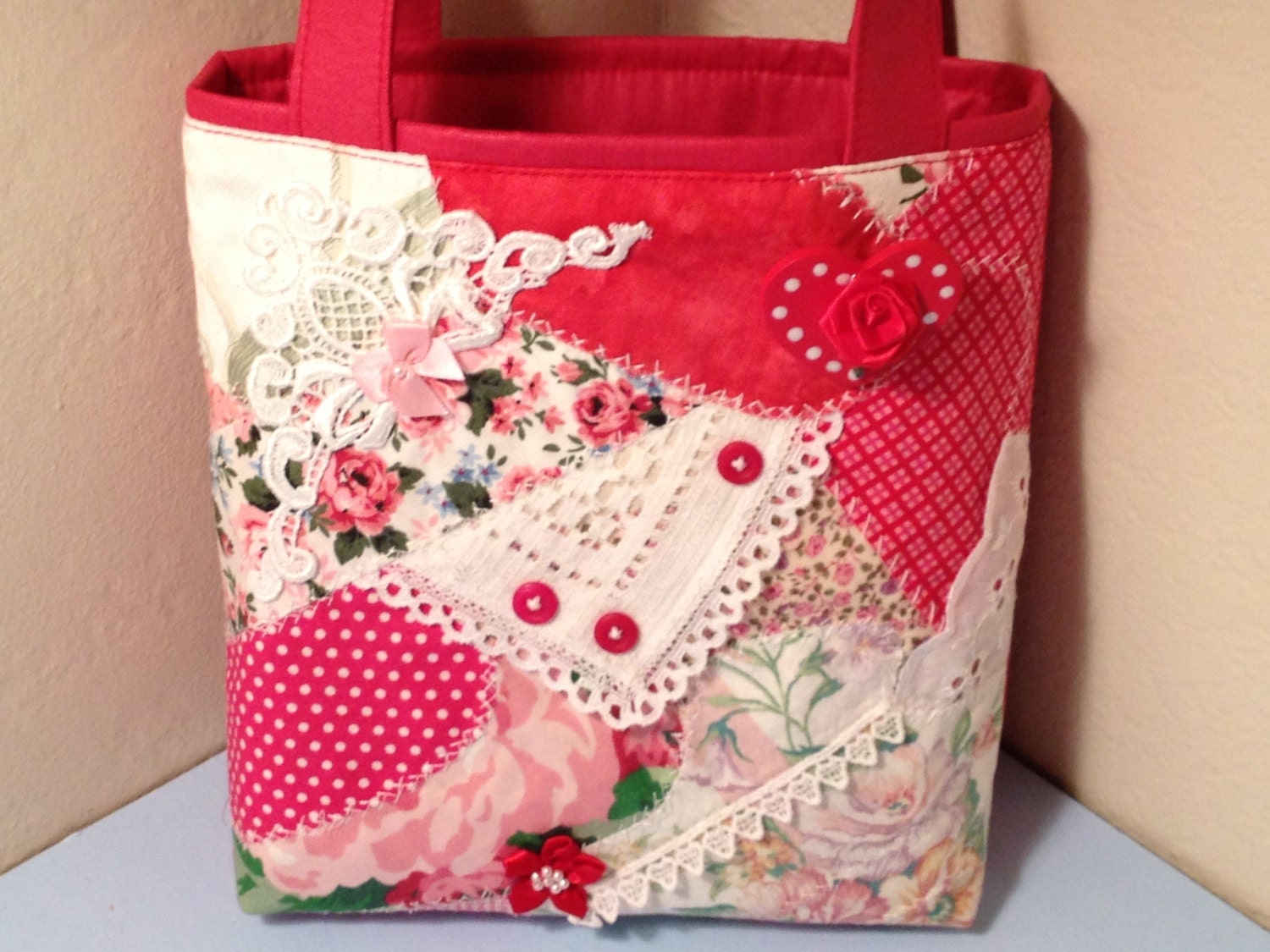 Shabby Chic, Crazy Quilt, Fabric Gift Tote Bag, Gift Wrap, Wrapping Paper, Birthday, Fun Tote, OOAK, Holidays, Patchwork