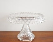 Vintage pressed glass round cake pedestal
