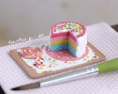 Miniature Birthday Tray - Cake, Candy and Cookies - 1/12 Dollhouse Scale - OOAK