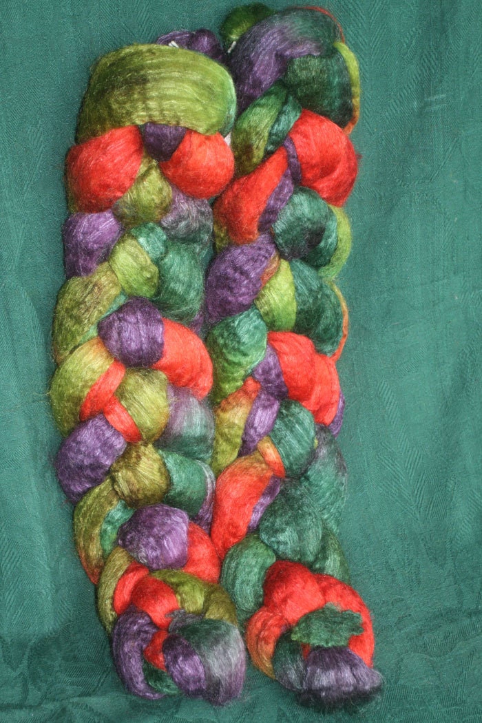 Blueface Leicester Tussah Silk Spinning Fiber - 'Bird of Paradise'