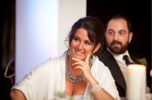 Handmade Chunky Weddings Silver Pearl Necklace  brides,  bridesmaids gifts