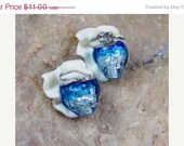 On Sale Glass Lampwork Beads, Aqua Blue SeaShells SRA 519 by CCDesign