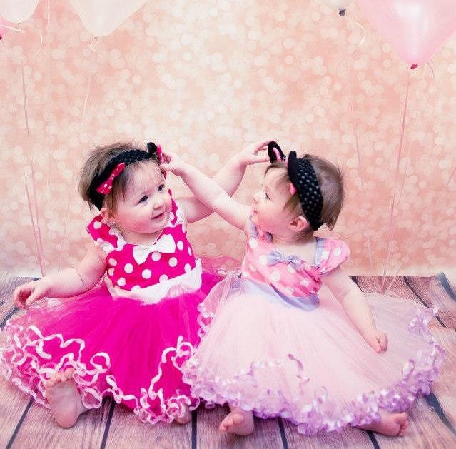 Baby MINNIE  dress TUTU  Party Dress  in Hot pink Polka Dots super twirly  dress 1st Birthday party