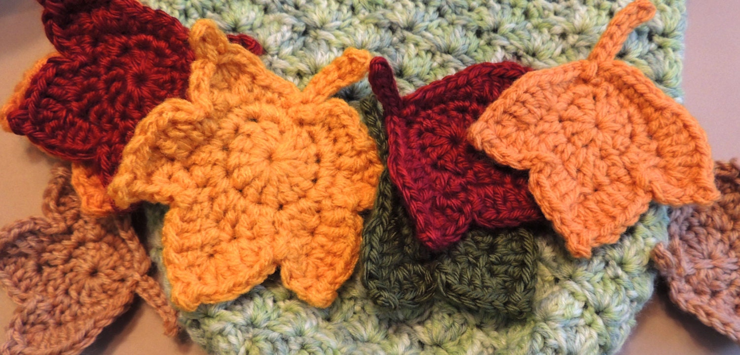 SALE leaf Crochet PATTERNs - 2 Fast and EASY Fall Maple Leaf Crochet Applique Patterns - Autumn Leaves Instant Download