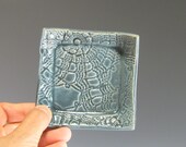 Small Dishes Set of 2 - 3 1/2 inches square Trinket Dishes - Votive Candle Dish - jewelry ring dish - Stoneware Pottery - Wedding Favor