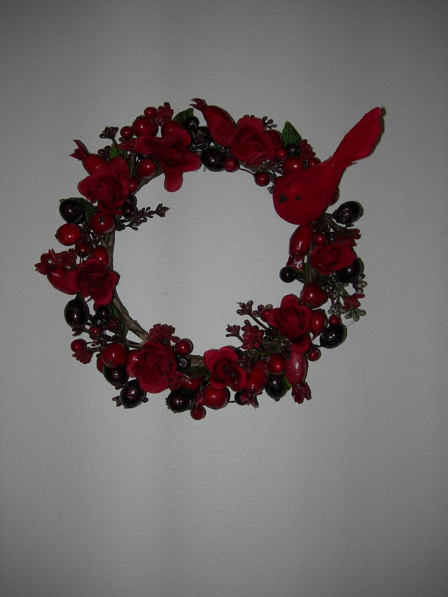 Red Floral & Fruit Wreath Silk Floral Arrangement