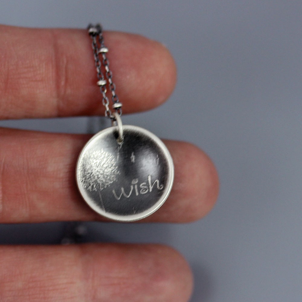 Etched Silver Dandelion Wish Necklace