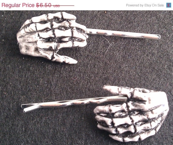 ON SALE Misfits, Halloween, Skeleton Hands, Barrette, bobby pin, zombie hands, skeleton, day of the dead