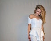 80s peplum dress // ivory sequins // on sale // 80s sweetheart wedding dress