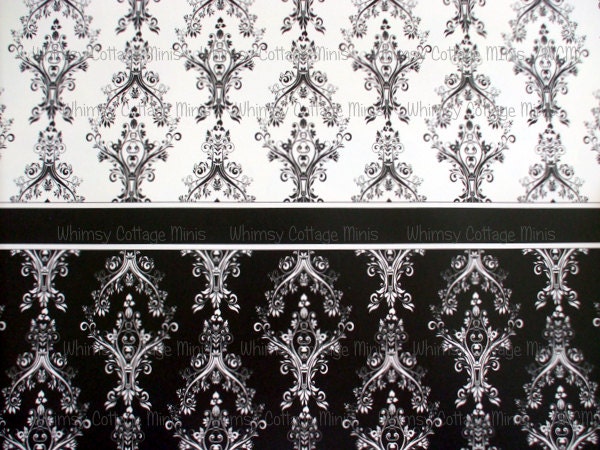 Dollhouse Wallpaper - Damask - 1/12th Scale